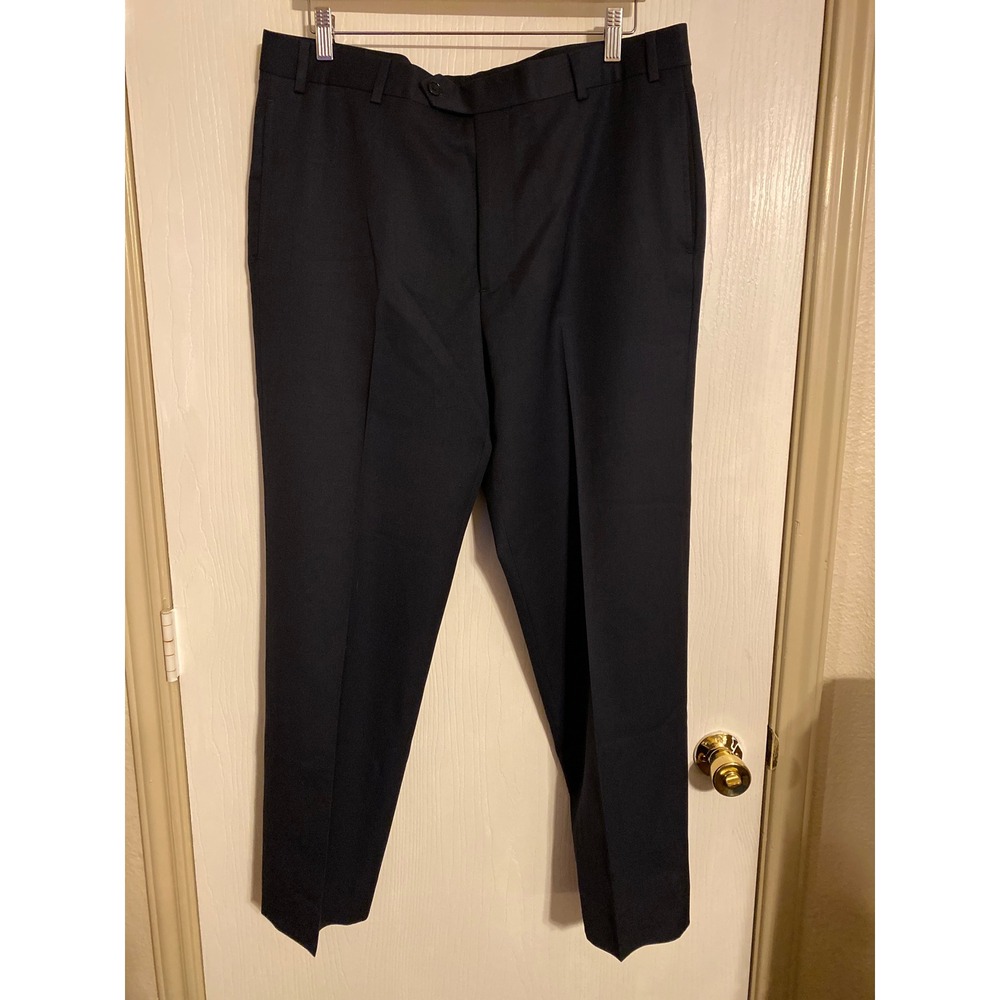 Brooks Brothers Madison Fit Mens Navy Wool Dress Pants 37x32 Flat Front 0489